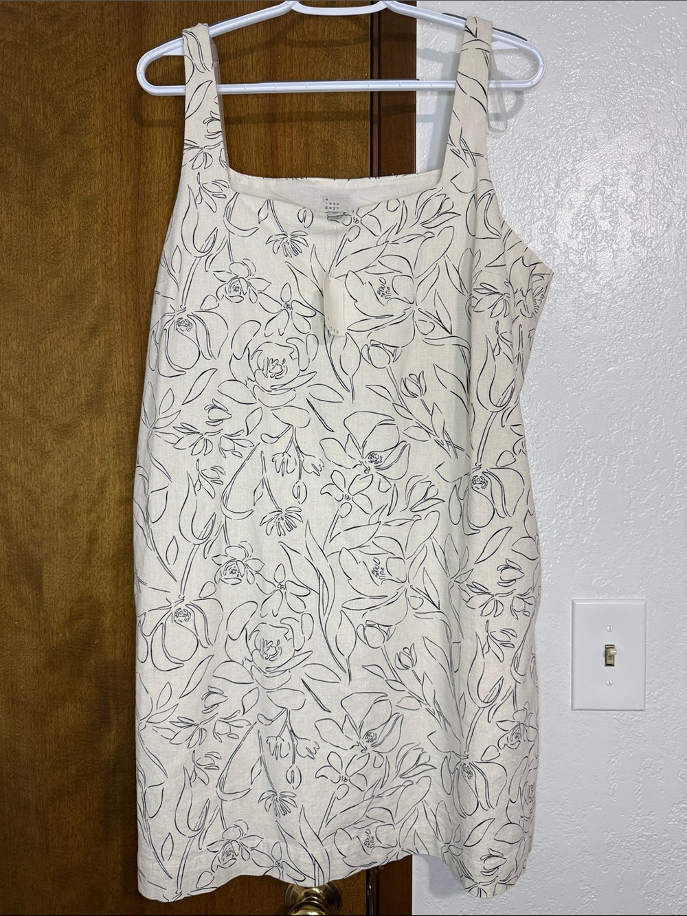 a new day Cream Floral Sheath Dress with Light Gray Outline